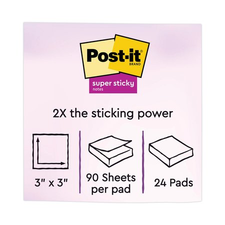 Post-It Note Pads Office Pack, 3 x 3, Canary/Miami, 90/Pad, PK24 654-24SSCYM